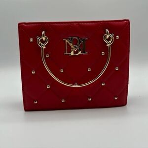 Red Quilted Handbag with Gold Accents